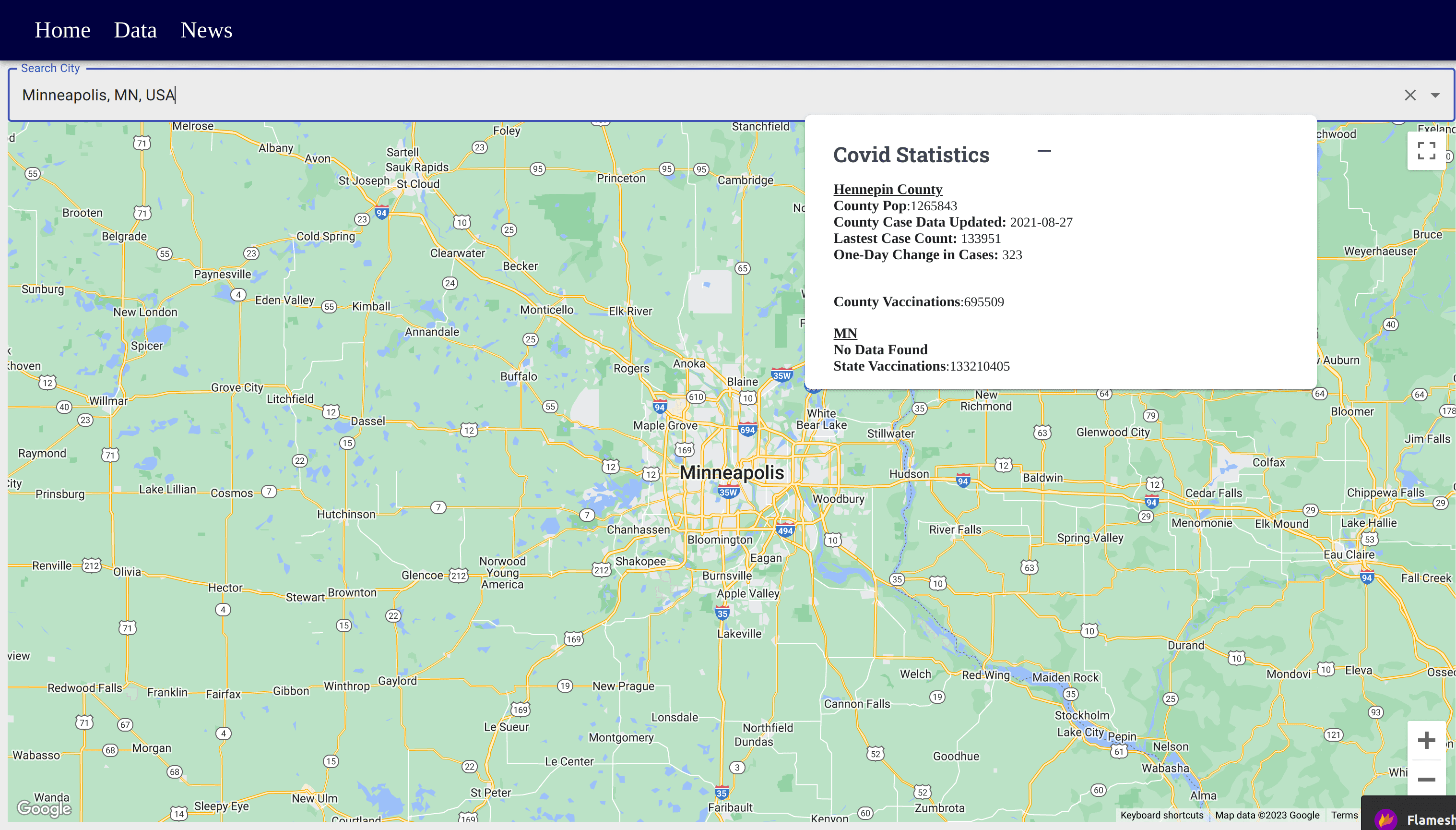 Covid Data Tracker preview